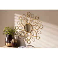 Baxton Studio RXW-5040 Cymbeline Modern and Contemporary Antique Gold Finished Round Accent Wall Mirror